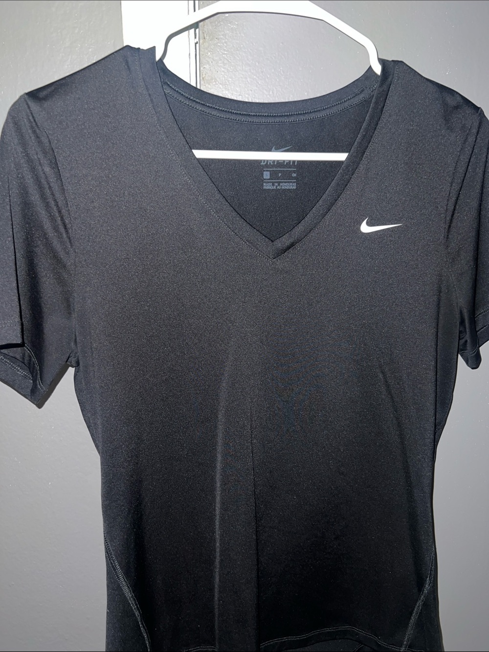Nike Black V-Neck Performance Tee with White Swoosh
